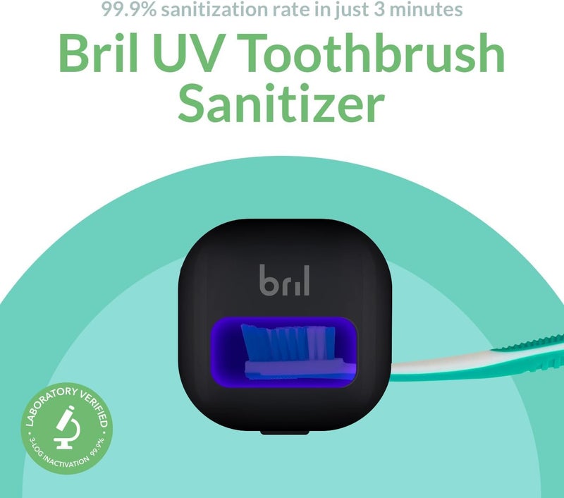 Bril UV-C Toothbrush Sanitizer and Holder, Portable Cleaner, Travel Cover, Magnetic Holder, and Rechargeable Case for Any Size Toothbrush, Black - Image 2